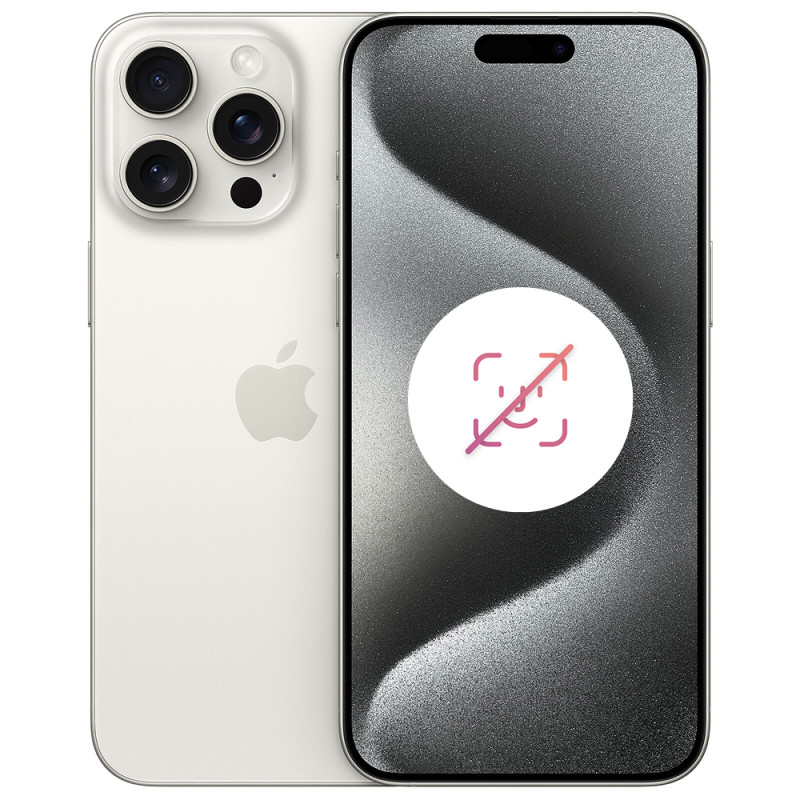iPhone 15 Pro Max 256 Go Titane Blanc Reconditionné sans FACE ID