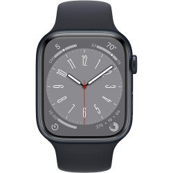 Apple Watch Série 8 - 45mm - Aluminium -  GPS - Noir - Bracelet sport Noir - Reconditionné