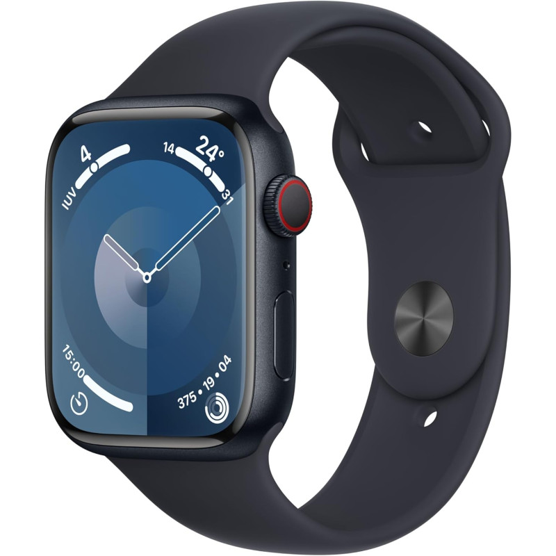 Apple Watch Série 9 - 45mm - Aluminium - GPS- Noir - Bracelet sport Noir - Reconditionné