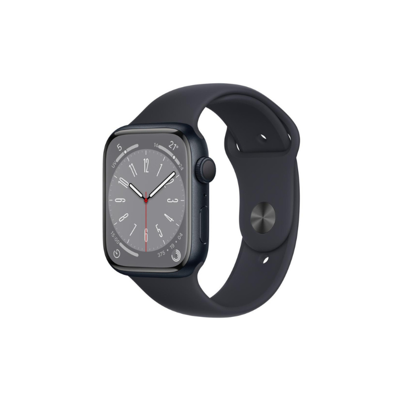 Apple Watch Série 8 - 45mm - Aluminium -  GPS - Noir - Bracelet sport Noir - Reconditionné