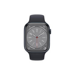 Apple Watch Série 8 - 45mm - Aluminium -  GPS - Noir - Bracelet sport Noir - Reconditionné