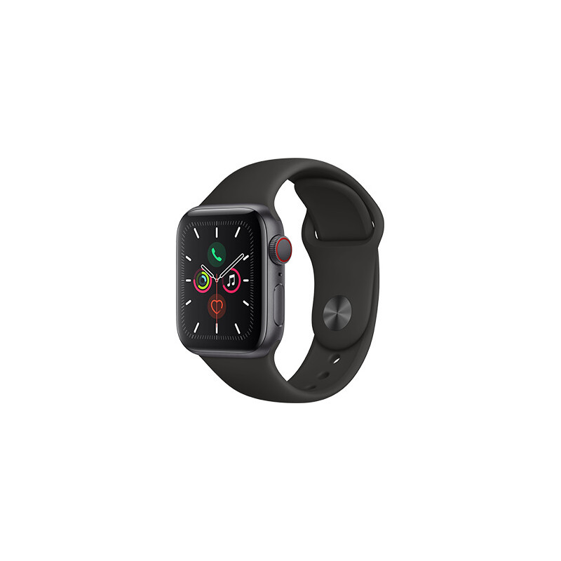 Apple Watch (Sﾃｩrie 5) GPS 40mm Aluminium Gris Sidﾃｩral Bracelet Sport  Noir Reconditionnﾃｩ Largo