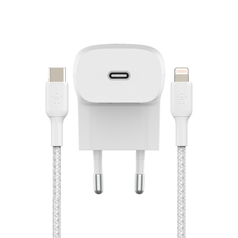 Chargeur 20W pour Apple iPhone + cable USB-C vers Lightning 1m