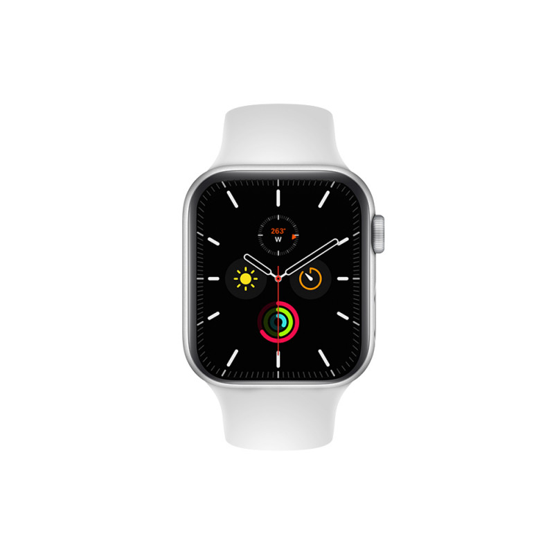 Apple Watch (Série 5) 4G 44mm - Aluminium Argent - Bracelet Sport Blanc - Reconditionné